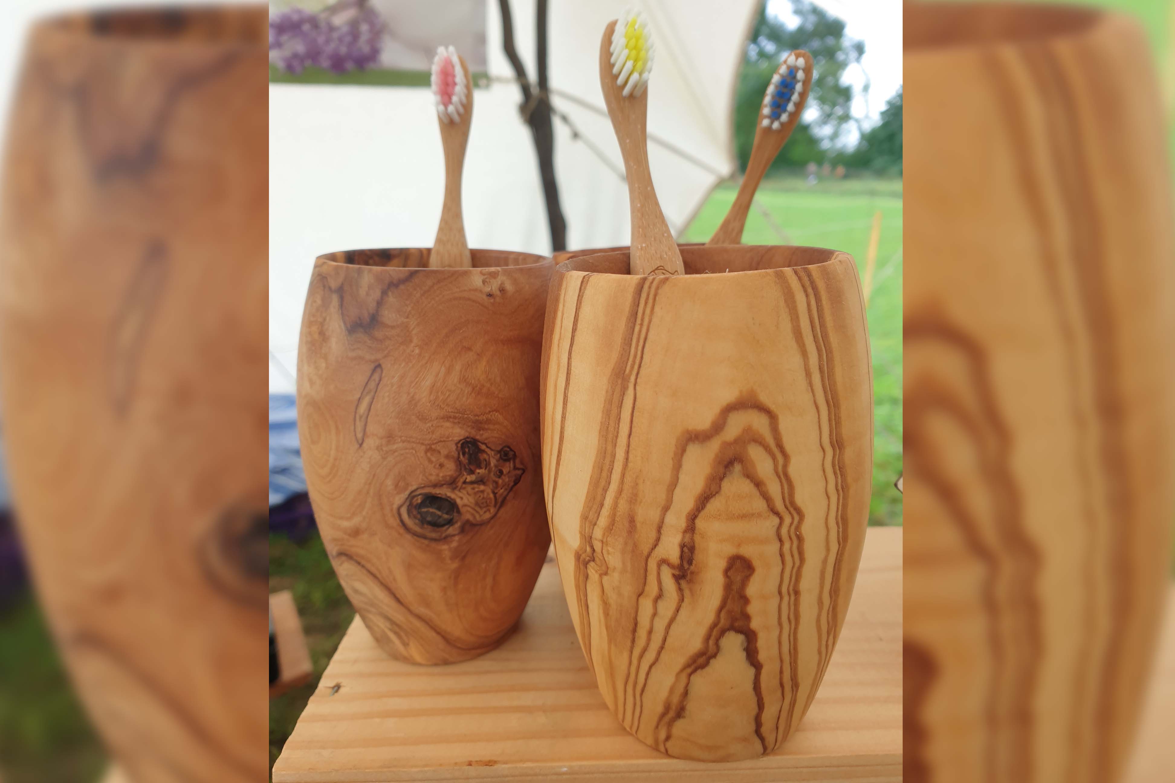 Zahnputzbecher Olivenholz